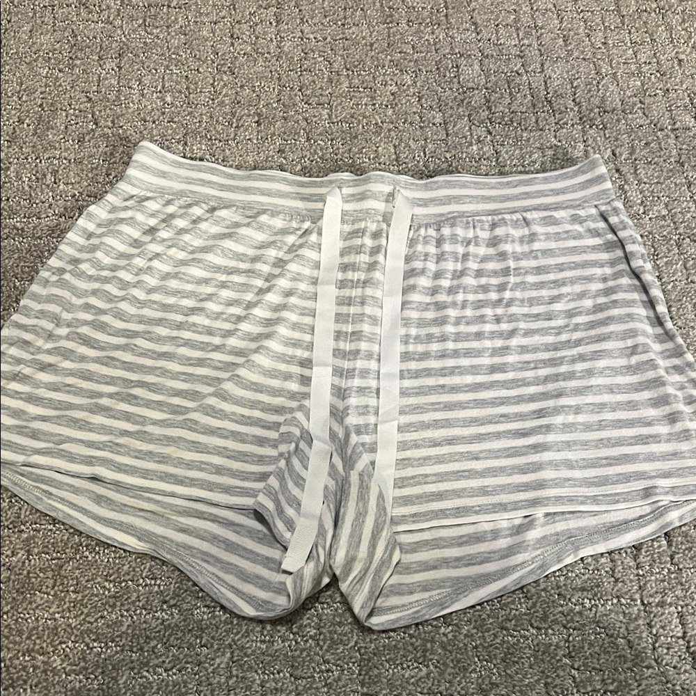 Women's Soft Gray Striped Pajama Shorts